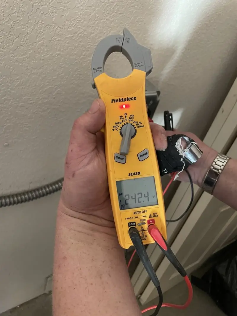 Voltage testing with clamp meter during Generator Installation in North Union